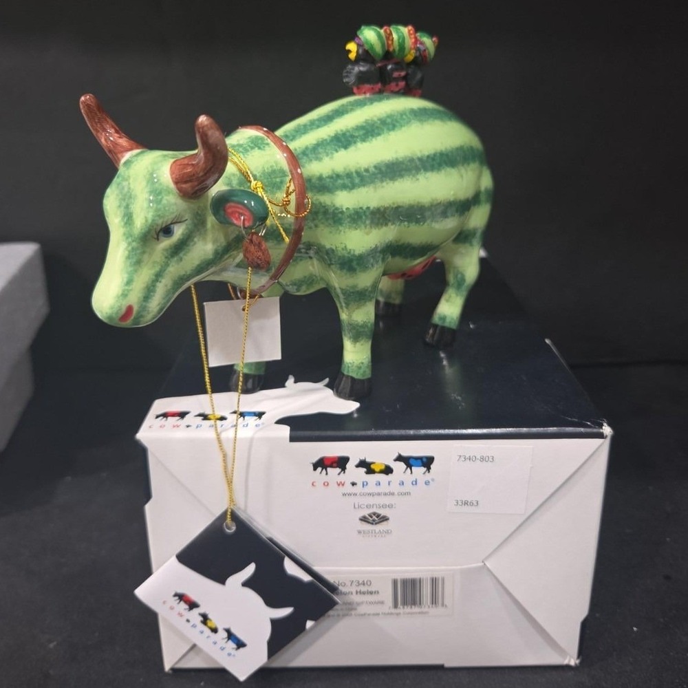 Cow Parade Watermelon Helen Figurine, Vintage Westland Giftware, #7340 Box & Tag